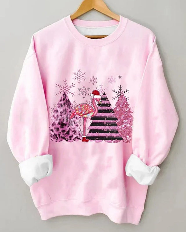 Christmas Tree Print Long Sleeve Casual Sweatshirt