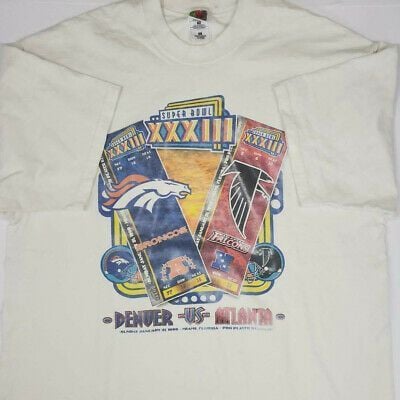 Vintage 90S 1999 Super Bowl Xxxiii 33 Broncos Vs Falcons Shirt S Shirt