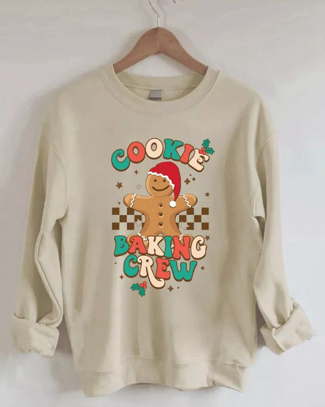 Christmas Printed Round Neck Long Sleeve Sweatshirt