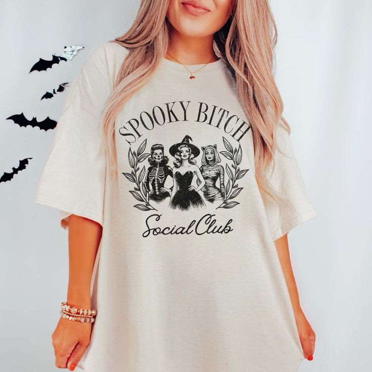 Spooky Bitch Social Club Comfort Color Graphic Tee – 2X / White