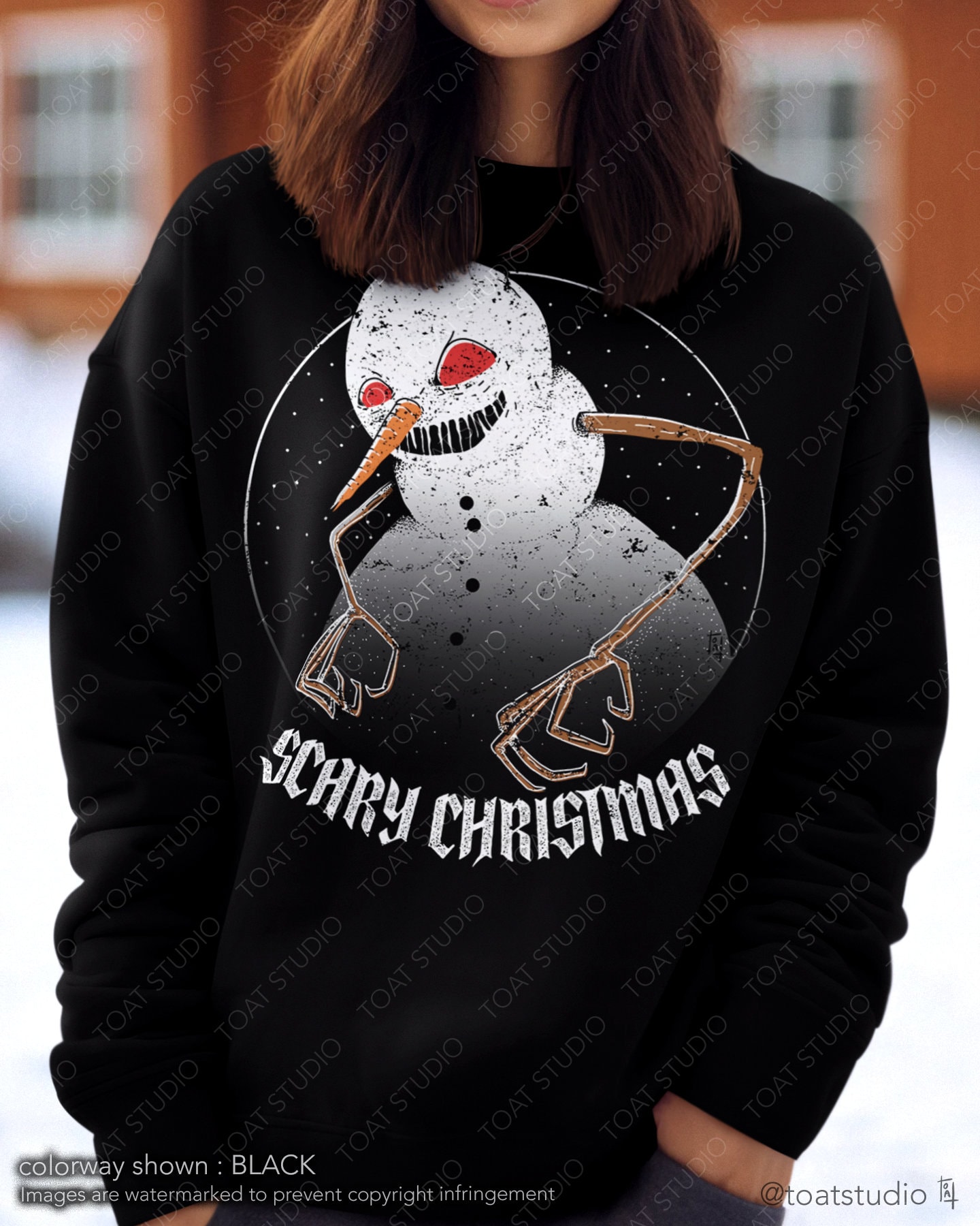 Scary Snowman Unisex Crewneck Sweatshirt, Merry Creepmas, Spooky Christmas, Alternative Christmas, Creepy Snowman, Snow Monster, Xmas Horror