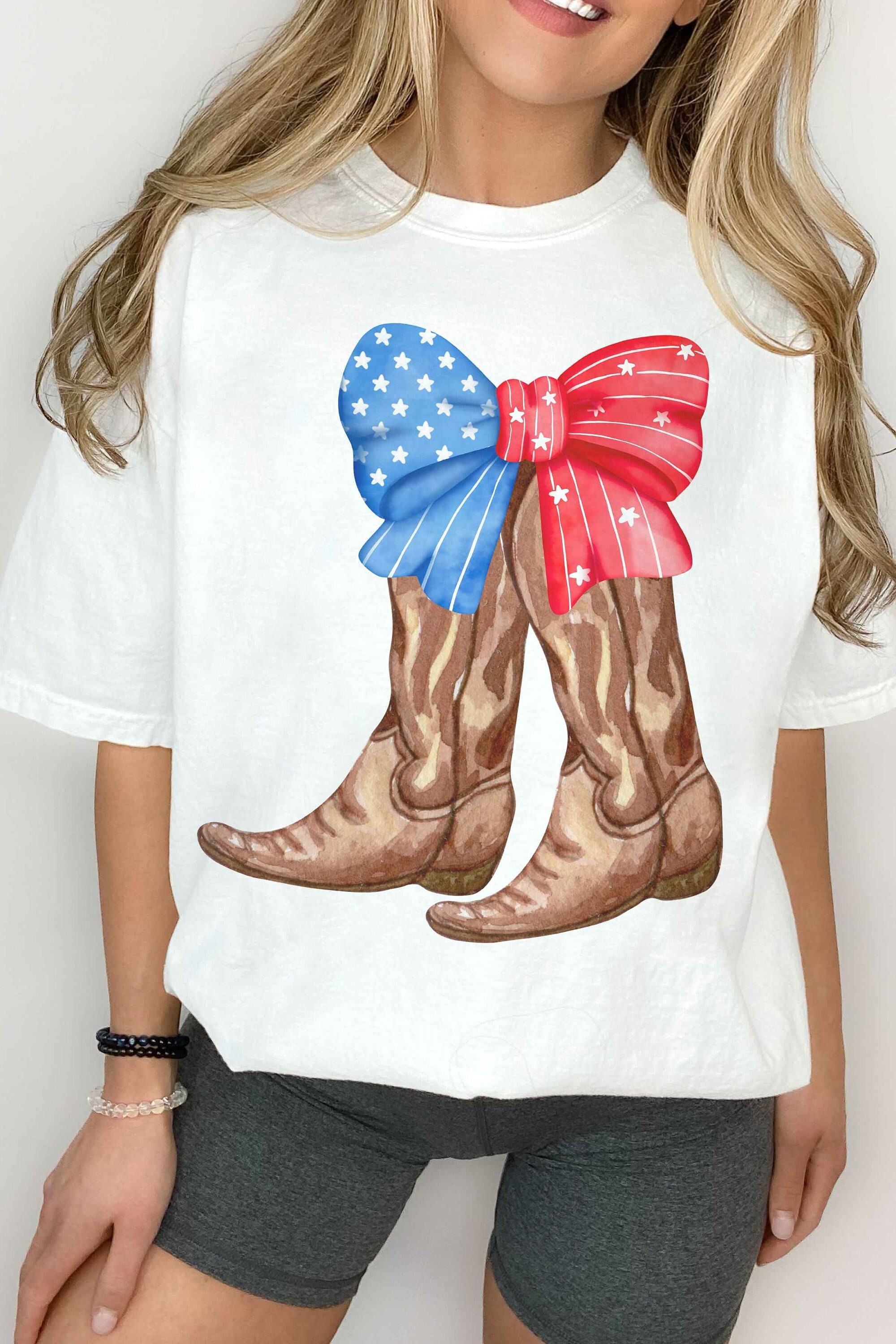 Coquette Cowgirl Shirt Coquette Clothing Coquette Girl Ribbon Shirt 4th of July Shirt Cowgirl Tshirt Merica Shirt Coquette 4th of July Tee