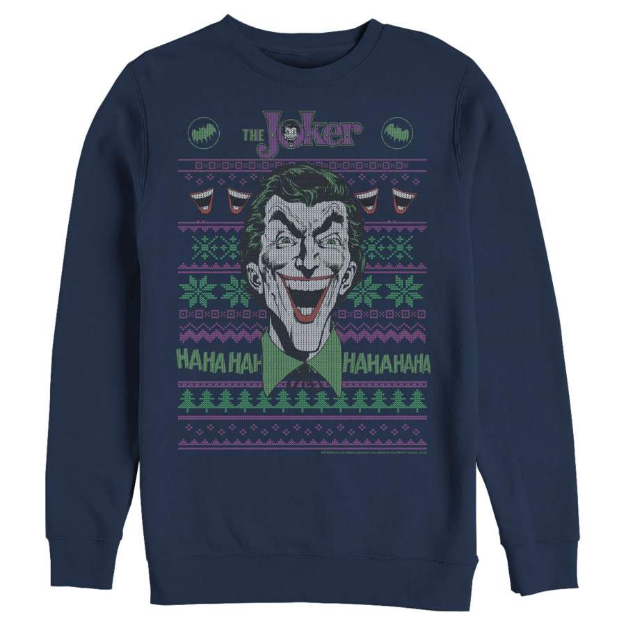 Batman Men’s Ugly Christmas Joker Laugh  Sweatshirt