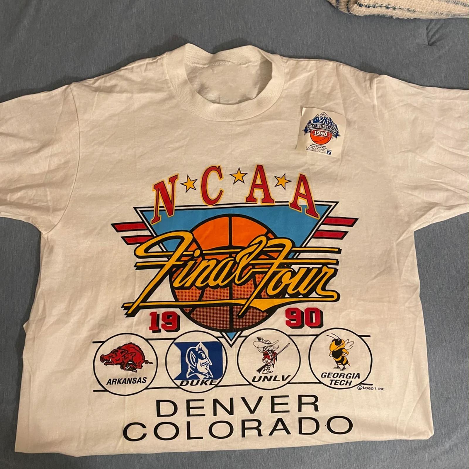 Vintage 1990 Final Four Arkansas Duke UNLV Georgia Tech t-shirt