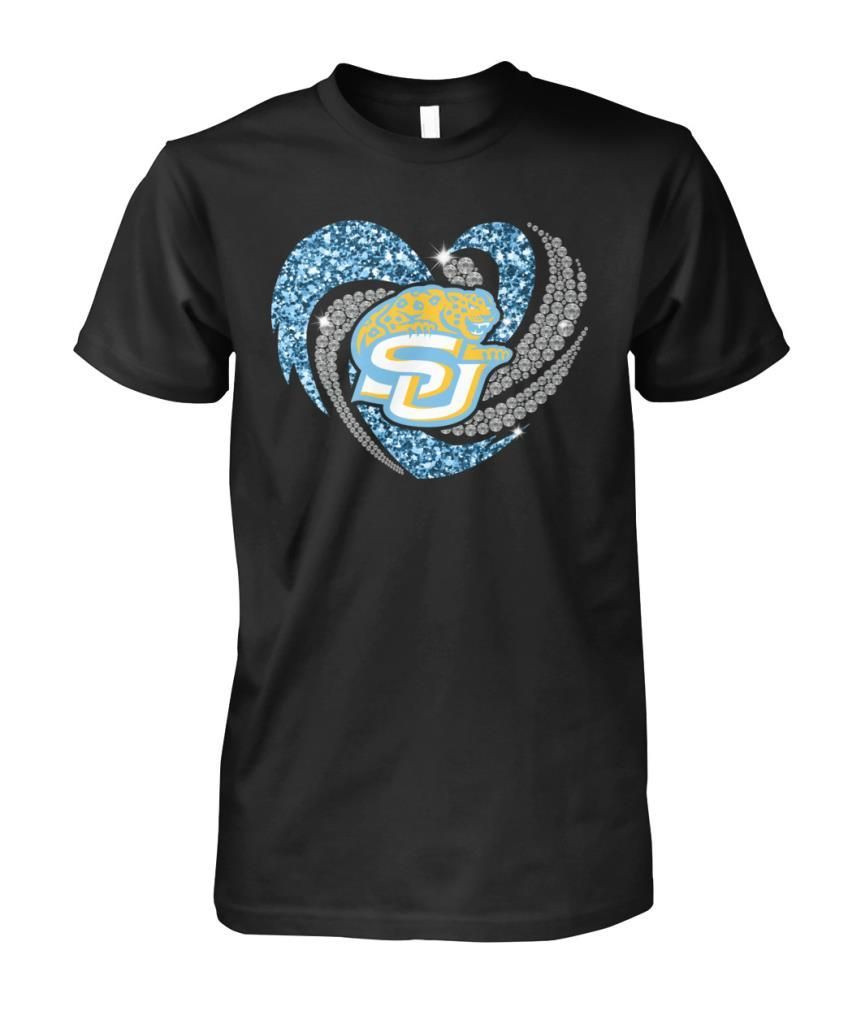 Southern Jaguars Football Team Fans Women Men Glitter Heart Shirts