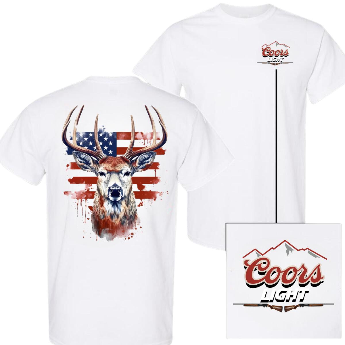 Coors Light Hunting Deer T-Shirt 2 Sided Tshirt, Coors Light Tshirt Full Color For Men And Women Tshirt, Coors Light Tshirt