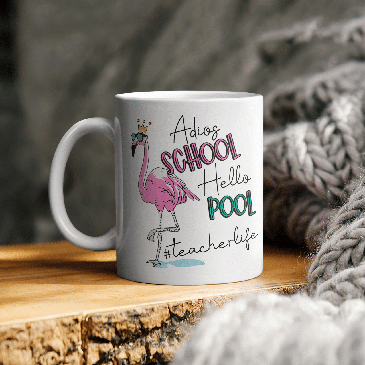 Adios School Hello Pool Flamingo Teacher Mug