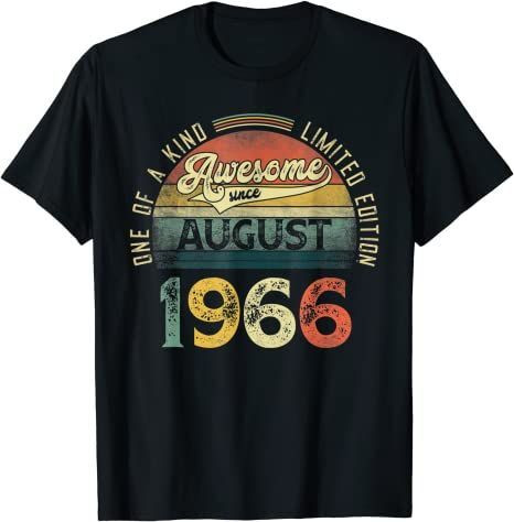 55 Years Old Retro August 1966 Vintage 55Th Birthday Gift T-Shirt