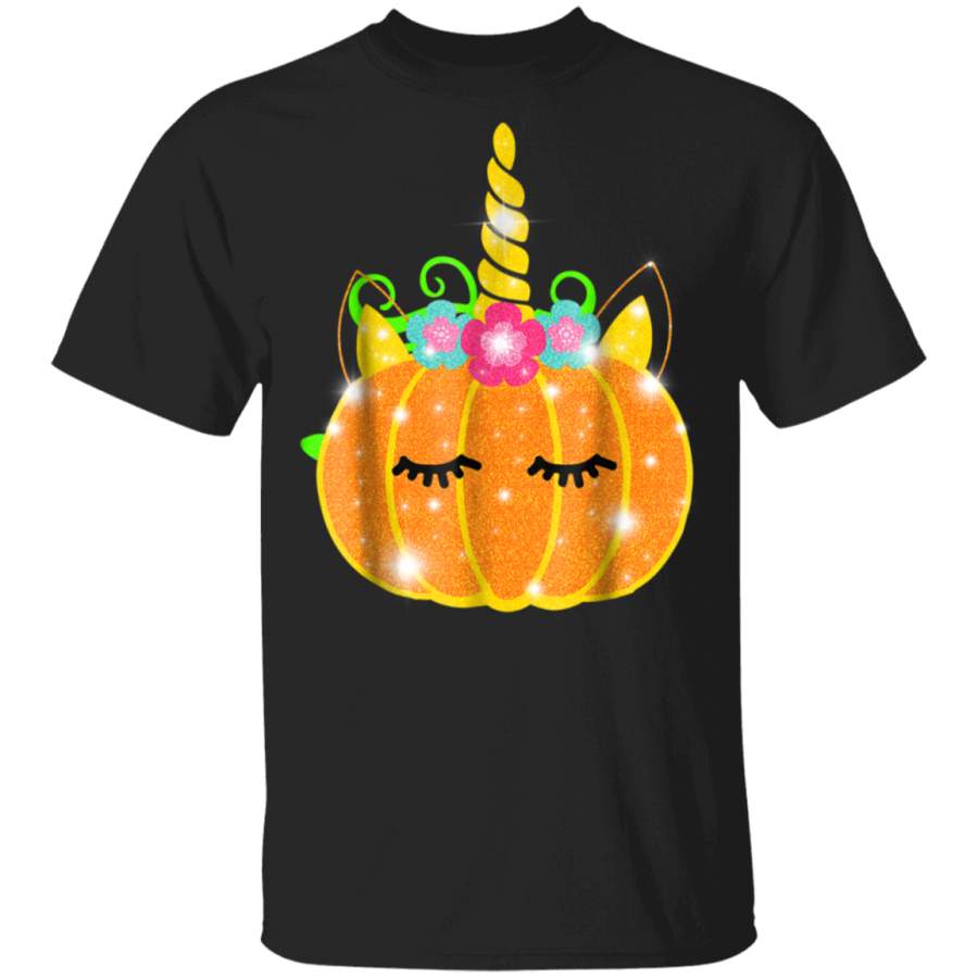 Unicorn Pumpkin Halloween Shirt Girls Kids Womens Tee