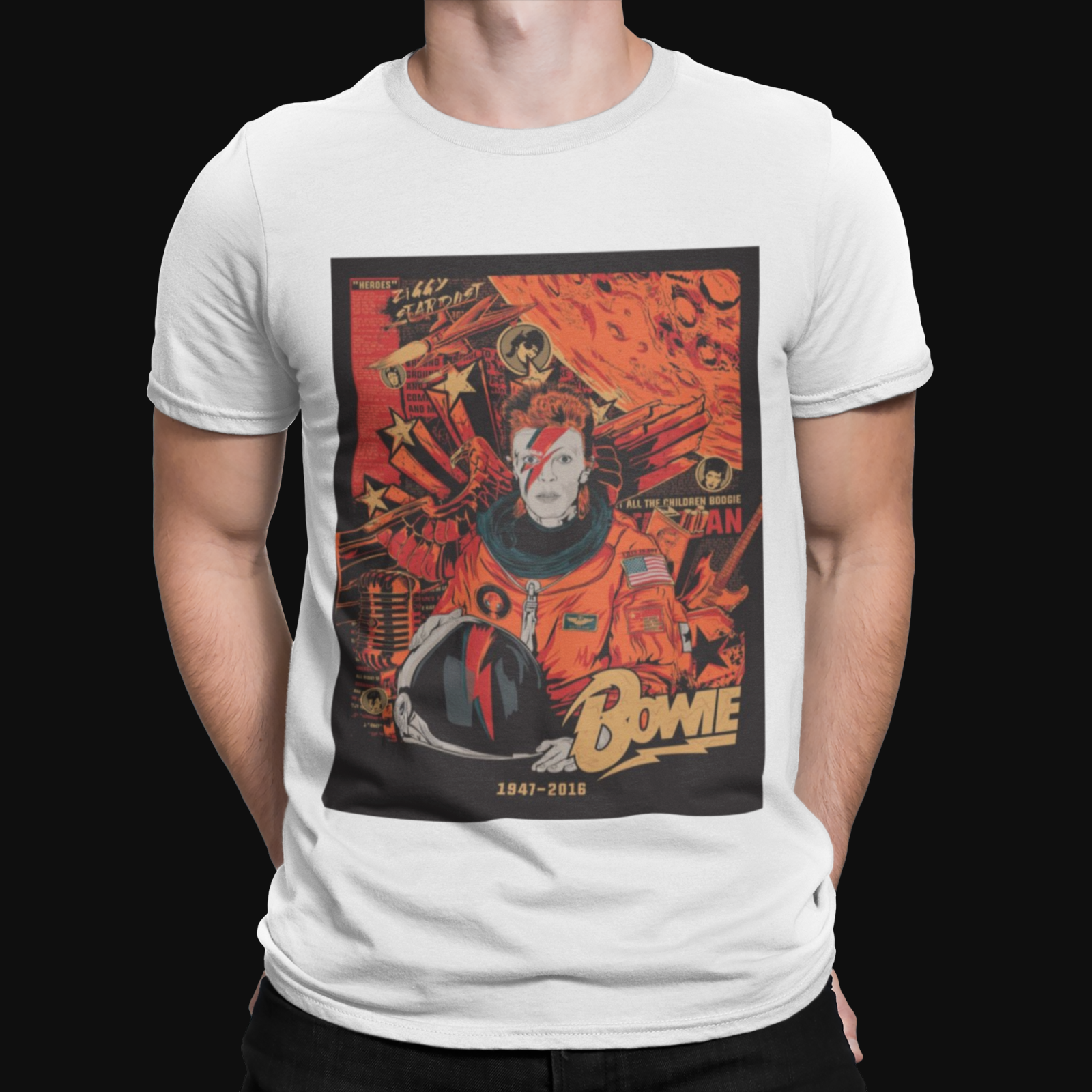 David Bowie Spaceman Cool Music Rebel Retro Legend Zigzag Oddity Shirt Outfit, Shirt Outfit Idea