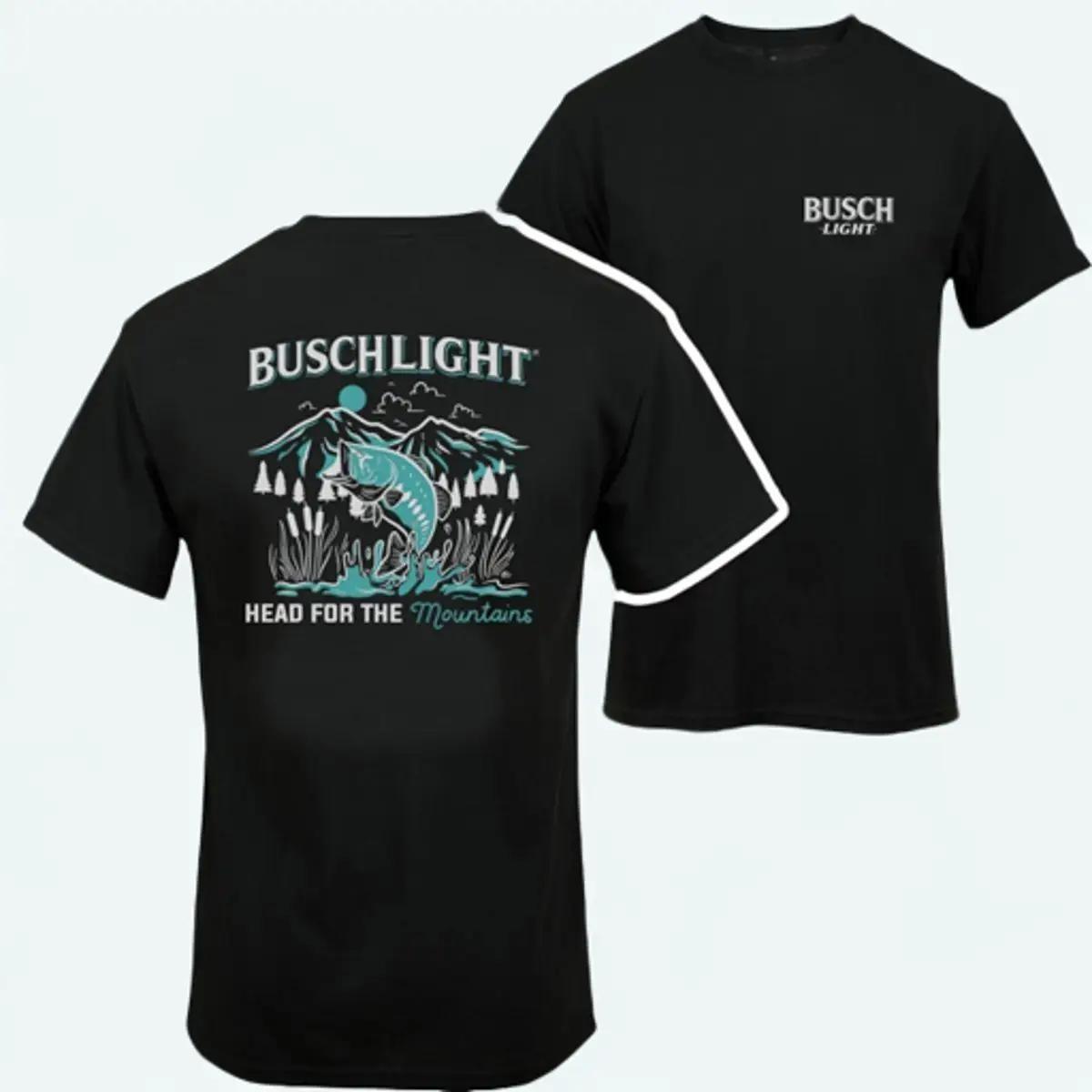 Busch Light Head For The Mountains Fishing T-shirt – Iconic Styles – Unisex And Inclusive – TShirt Cotton