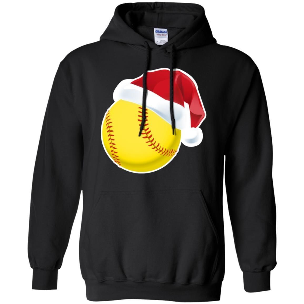 Softball With Santa Claus Hat X-Mas Shirt For Softball Lovers