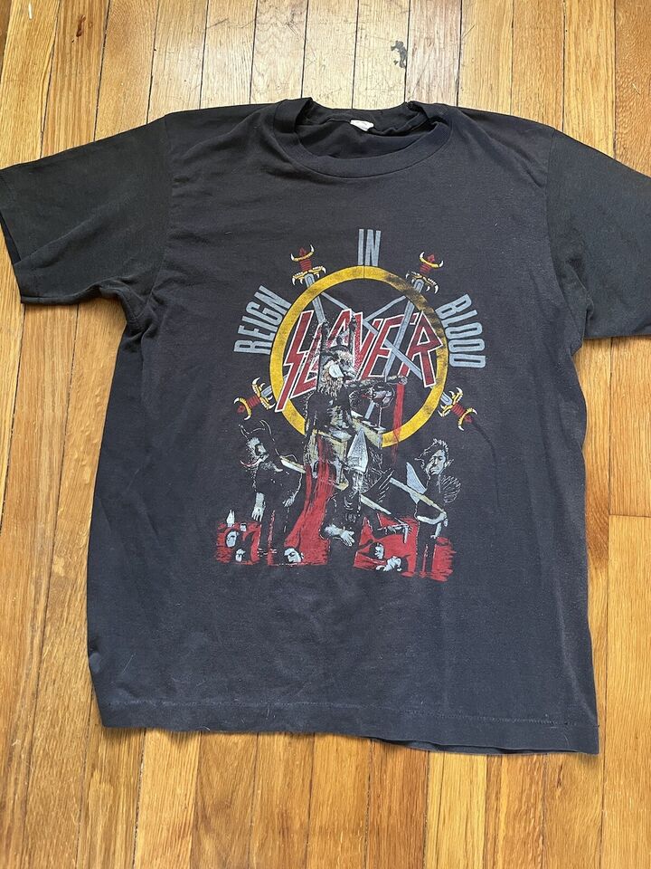 Slayer Vintage 86? Tee Reign In Blood Tour Lp Cover 80S Anthrax T-Shirt, Shirt Outfit Idea