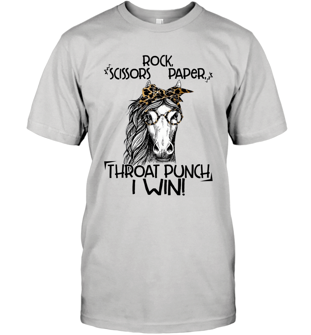 Rock Scissors Paper Throat Punch I Win Funny Horse Lady Shirt