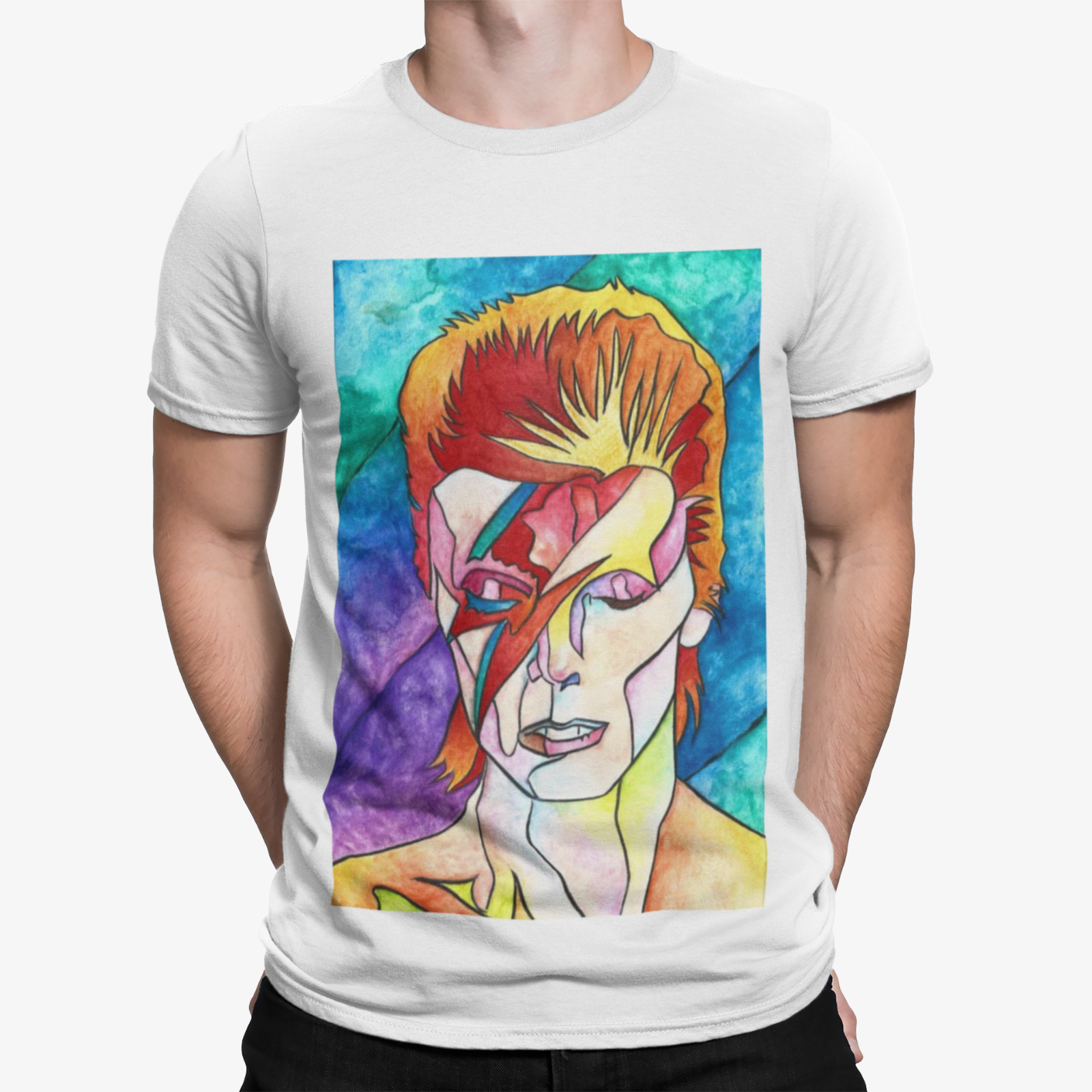 David Bowie Colour T-Shirt Outift Cool Music Rebel Retro Legend Zigzag Oddity, Shirt Outfit Idea