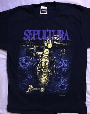 Vintage 1993 90S Sepultura Chaos A D Blue Grape Shirt Tee Vtg Shirt