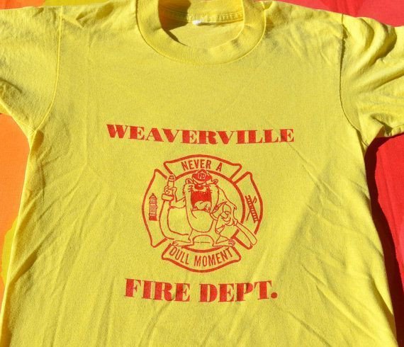 Vintage 80S Shirt Weaverville Fire Departt Taz By Skippyhaha Shirt