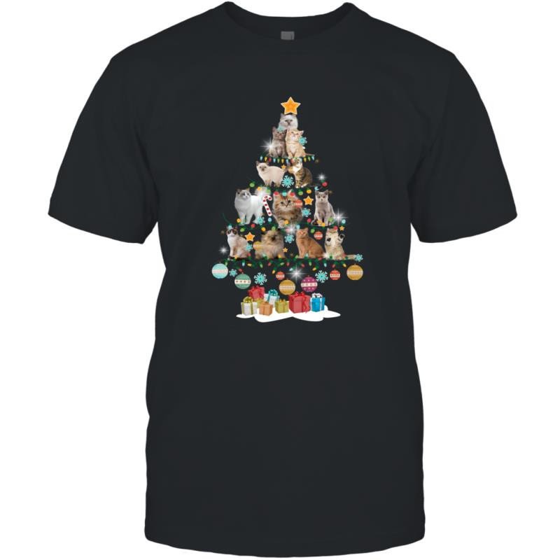 Christmas Cats Pine Tree Funny Cat Lovers Xmas Shirt T-Shirt