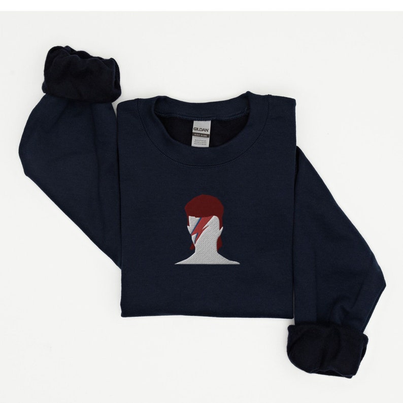 David Bowie Embroidered Casual Sweatshirt